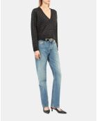 Cardigan en laine mélangée avec détails noir