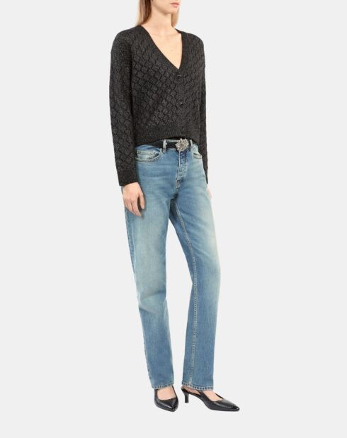 Cardigan en laine mélangée avec détails noir