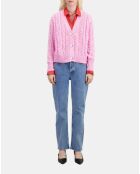 Cardigan en mélange de laine torsadé rose