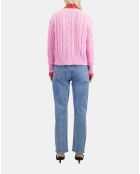 Cardigan en mélange de laine torsadé rose