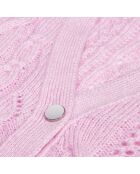 Cardigan en mélange de laine torsadé rose