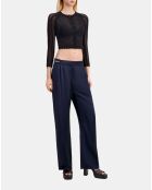 Cardigan court en maille ajourée noir