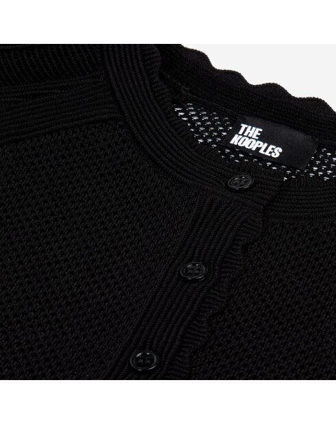 Cardigan court en maille ajourée noir