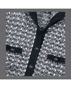 Cardigan à capuche en tweed noir et blanc