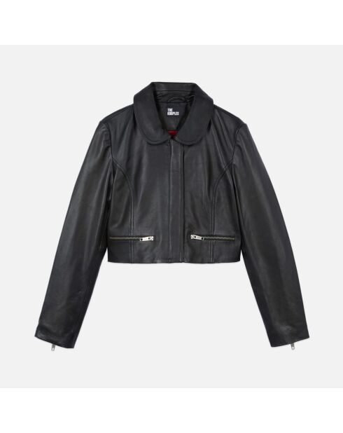 Veste en cuir noir