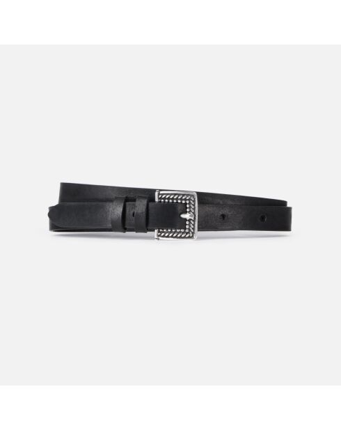 Ceinture fine en cuir noire