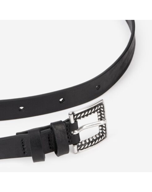 Ceinture fine en cuir noire