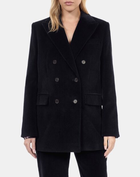 Veste tailleur en velours côtelé noire