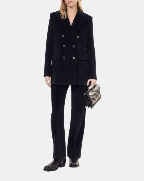 Veste tailleur en velours côtelé noire