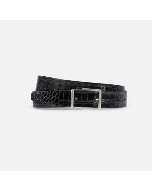 Ceinture en cuir effet crocodile noire