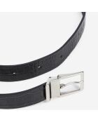 Ceinture en cuir effet crocodile noire