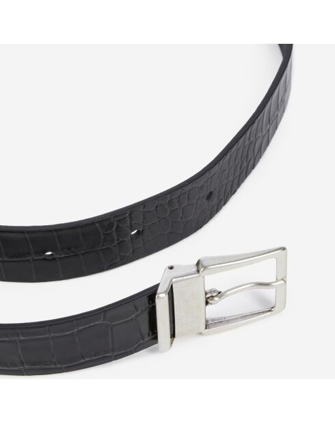 Ceinture en cuir effet crocodile noire