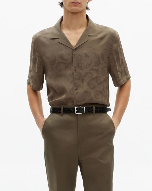 Ceinture en cuir effet crocodile noire