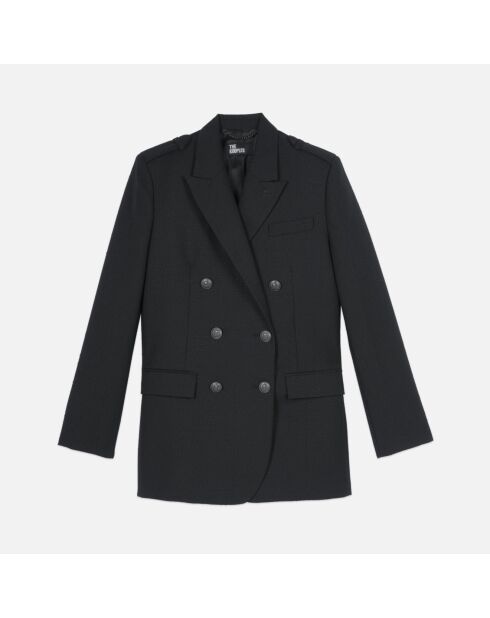 Veste tailleur en laine mélangée noire
