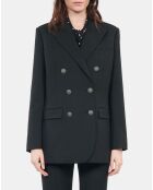 Veste tailleur en laine mélangée noire