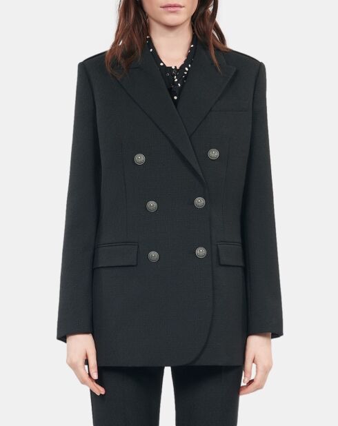 Veste tailleur en laine mélangée noire