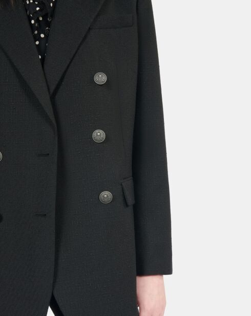 Veste tailleur en laine mélangée noire