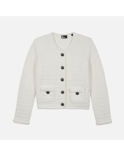 Cardigan en maille torsadée écru