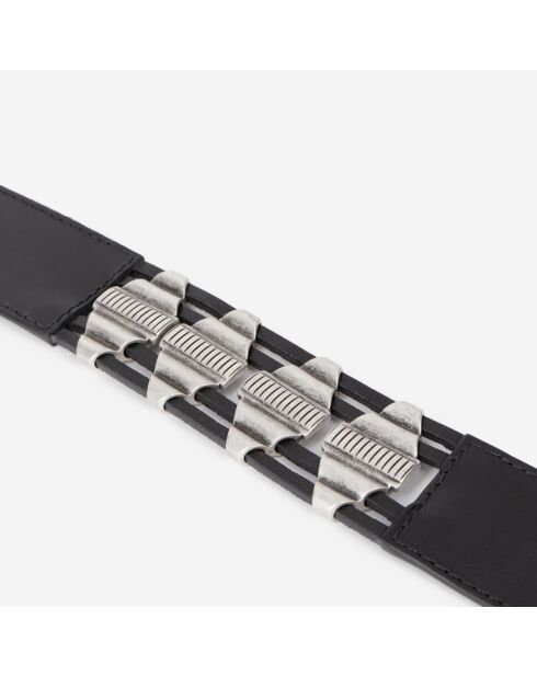 Ceinture en cuir avec pièces métalliques noire