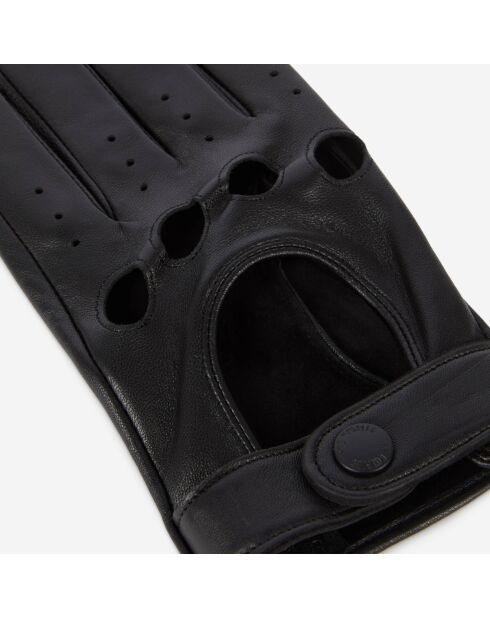 Gants style motard en cuir noirs