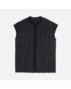 Veste sans manches en tweed noire