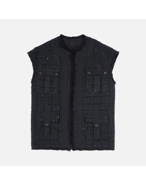 Veste sans manches en tweed noire