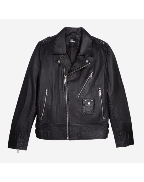 Blouson biker avec studs en cuir noir