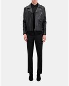 Blouson biker avec studs en cuir noir