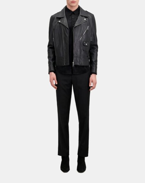 Blouson biker avec studs en cuir noir