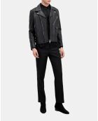 Blouson biker avec studs en cuir noir