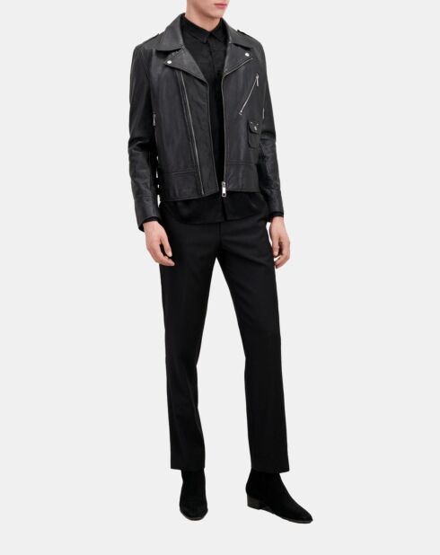Blouson biker avec studs en cuir noir