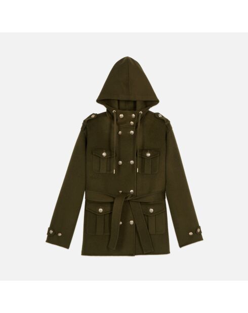 Blouson style officier 100% laine kaki