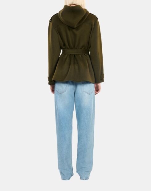 Blouson style officier 100% laine kaki