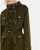 Blouson style officier 100% laine kaki