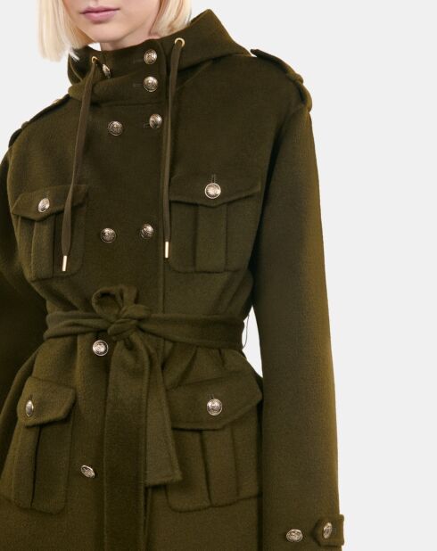 Blouson style officier 100% laine kaki