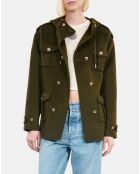 Blouson style officier 100% laine kaki