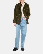 Blouson style officier 100% laine kaki