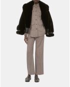 Chemise longue à carreaux beiges et bruns