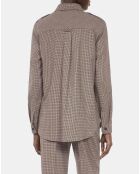 Chemise longue à carreaux beiges et bruns