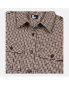 Chemise longue à carreaux beiges et bruns