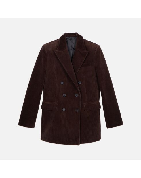 Veste tailleur en velours côtelé brune
