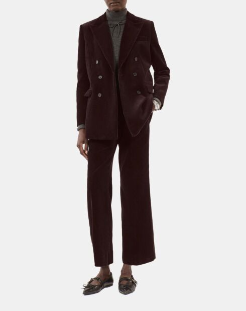 Veste tailleur en velours côtelé brune