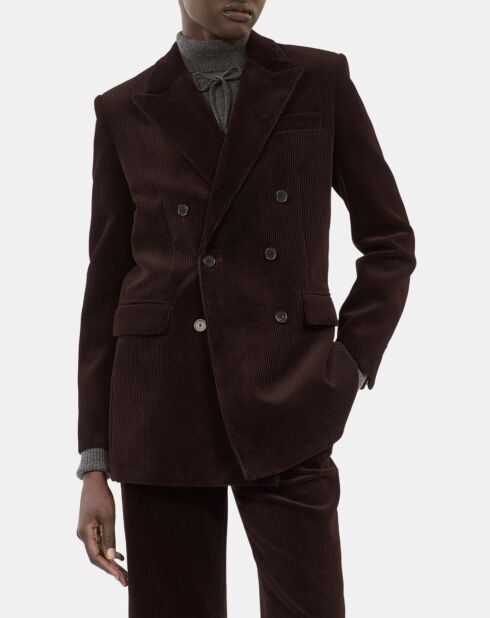 Veste tailleur en velours côtelé brune