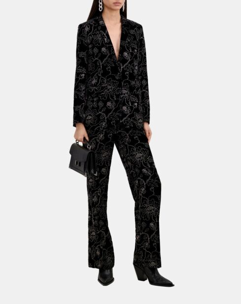 Veste tailleur en velours noire