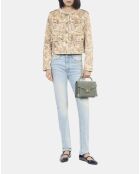 Veste imprimé fleuri lin beige