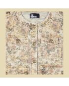 Veste imprimé fleuri lin beige