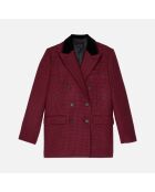 Blazer 100% Laine pied de poule noir et rouge