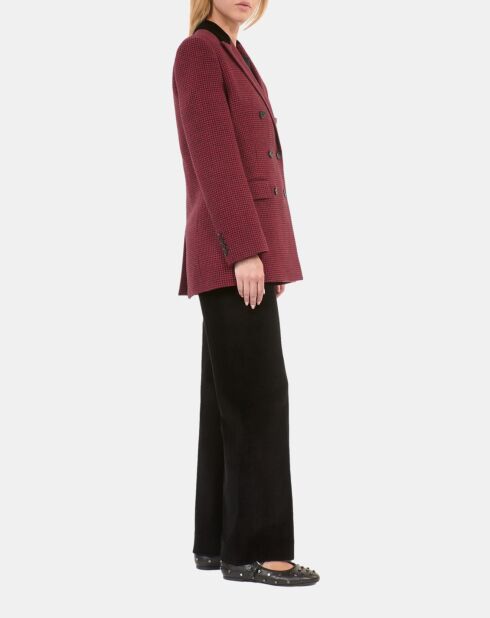 Blazer 100% Laine pied de poule noir et rouge