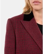 Blazer 100% Laine pied de poule noir et rouge