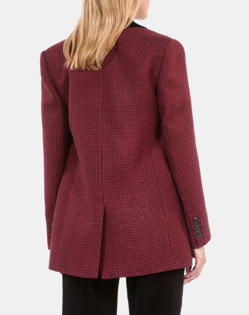 Blazer 100% Laine pied de poule noir et rouge